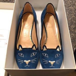 Charlotte Olympia suede kitty loafer (brand new)